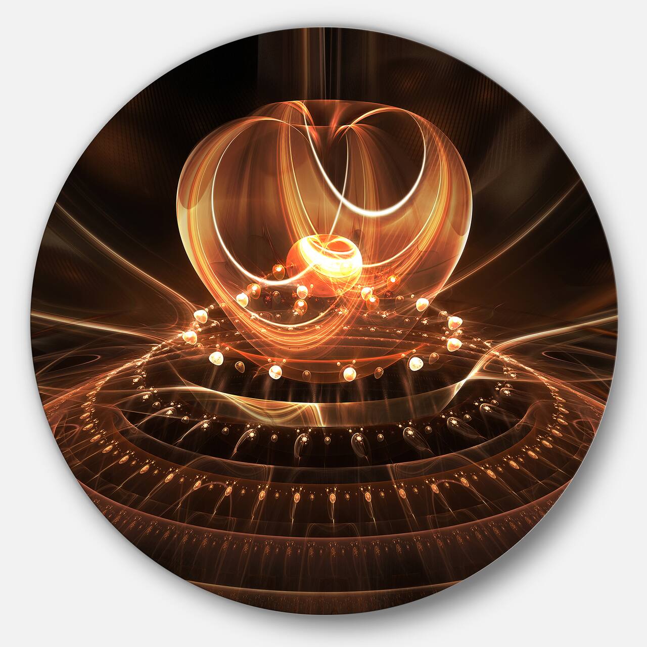 Designart - Fractal Brown Dom' Ultra Glossy Oversized Abstract Metal Art